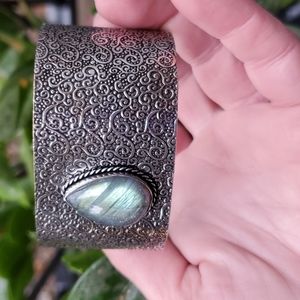 New Oversized Labradorite 925 Silver Cuff Bracelet.